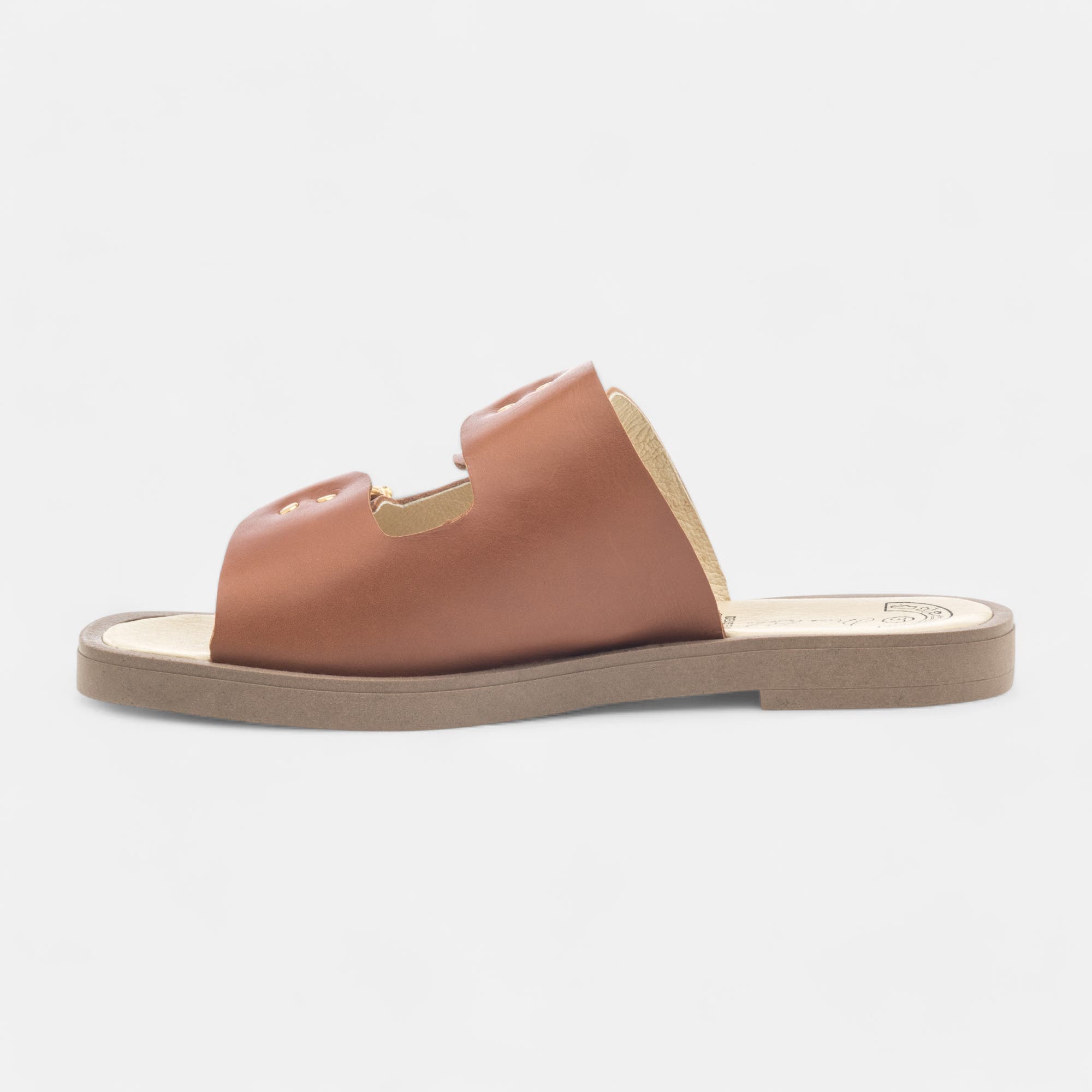 Mules Femme en cuir cognac