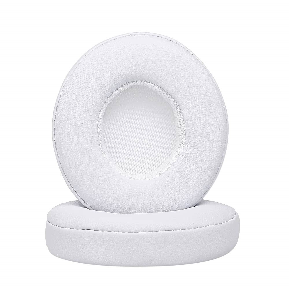 (2er Set) Beats Solo 3 / Solo 2 Kopfhörer Leder Ersatz Ohr Polster Kissen - Weiss