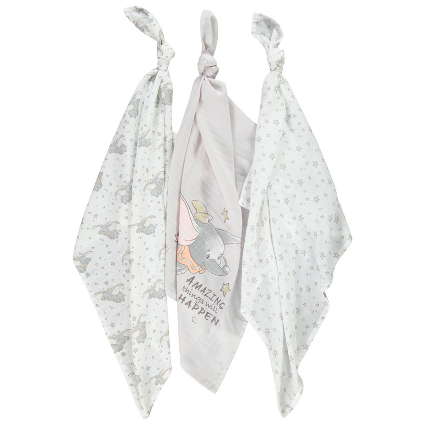 Lot de 3 langes en gaze de coton Dumbo