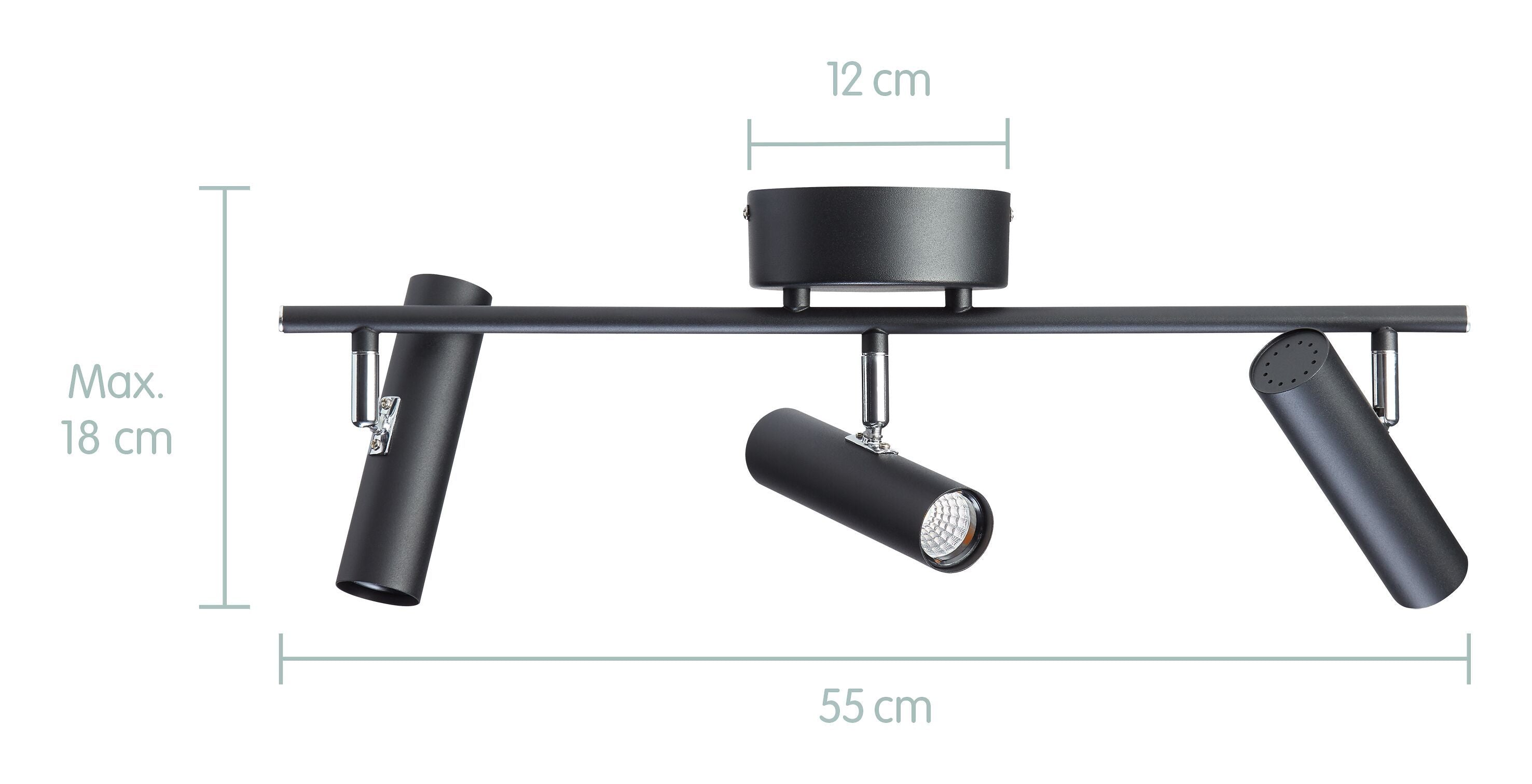 SORIA Spot - Schwarz / B: 55.0 cm x T: 13.5 cm x H: 15.0 cm