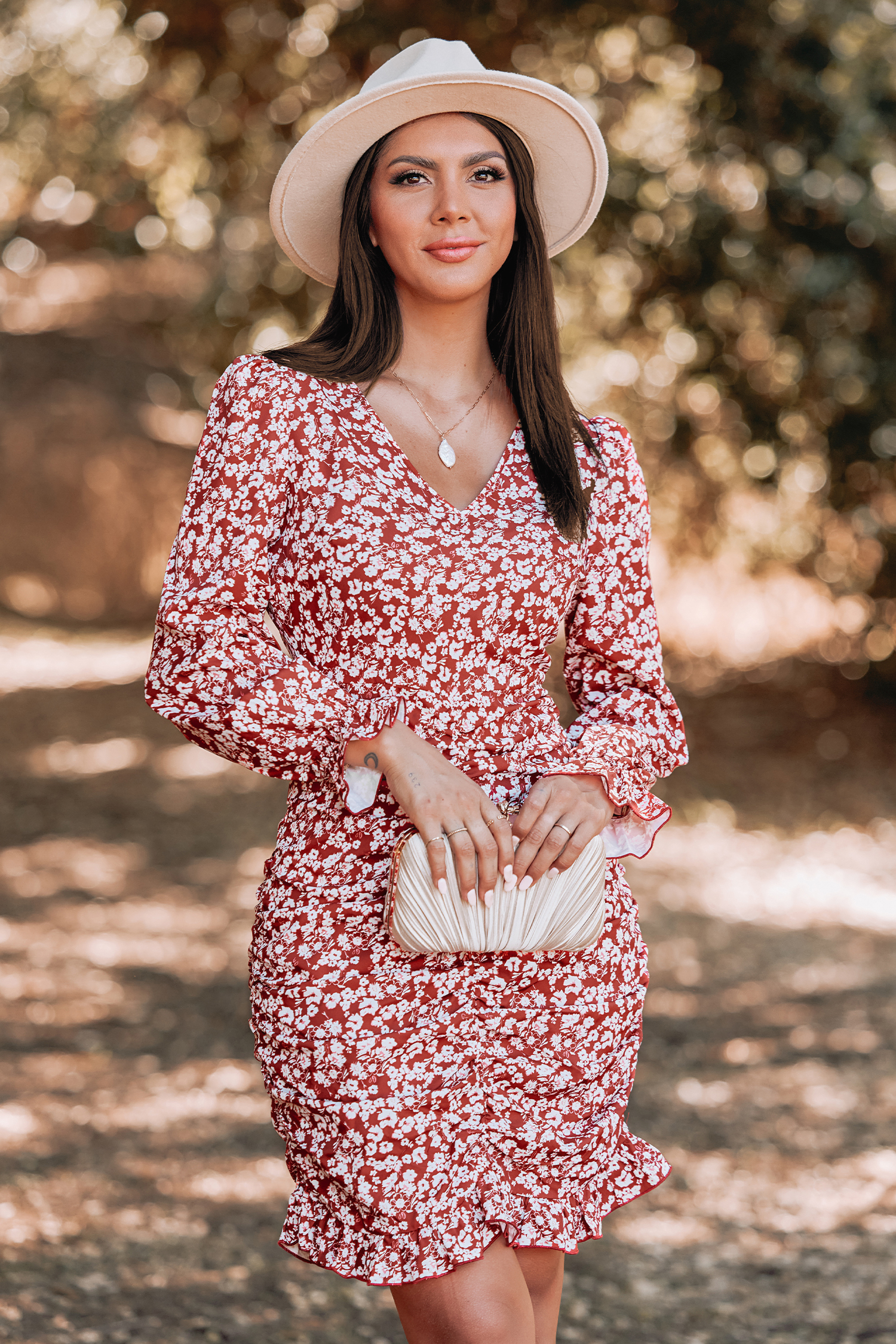 Robe mini ruchée à fleurs