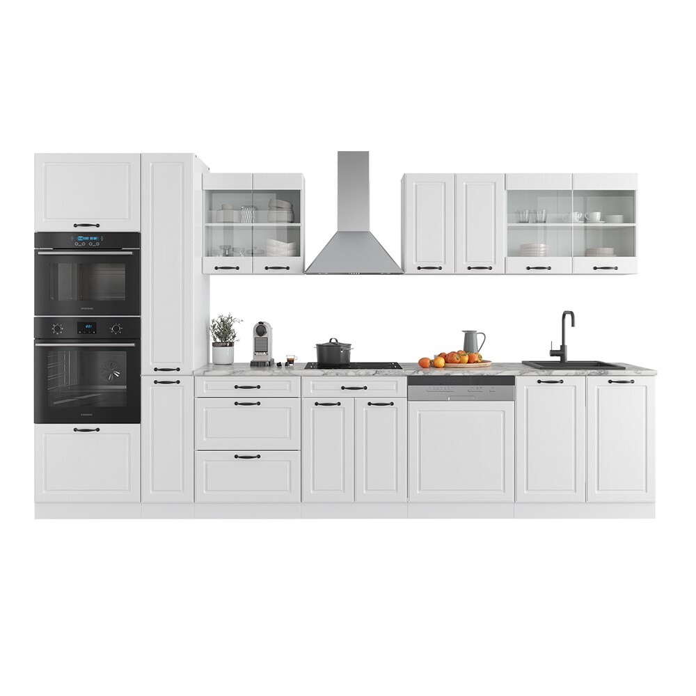 Vicco Küchenzeile Küchenblock Einbauküche R-Line 350 cm Landhaus Weiß Küche