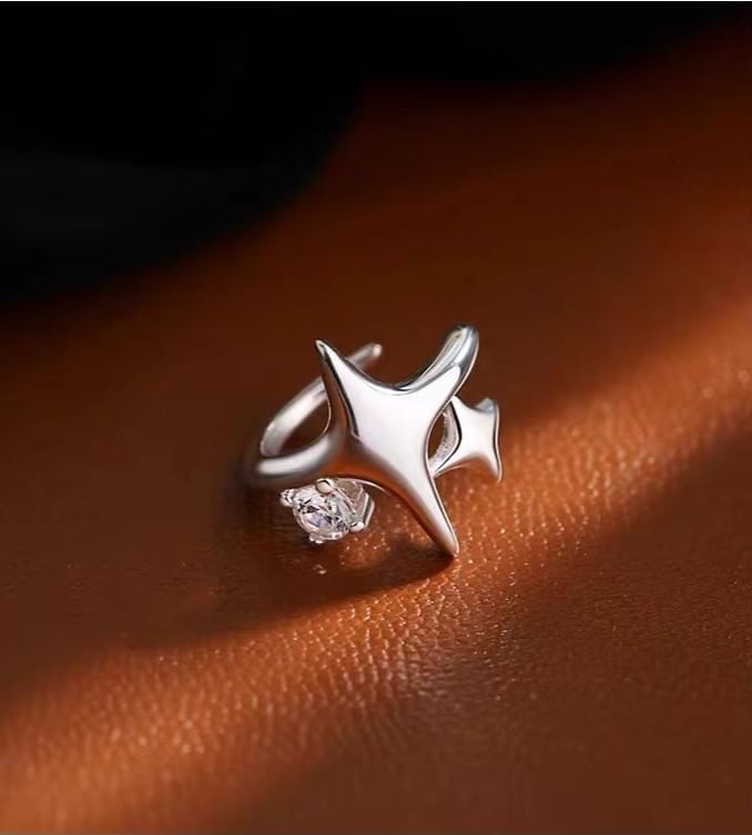 Parskletie - 925 Sterling Zilveren Strass Ster Oormanchet