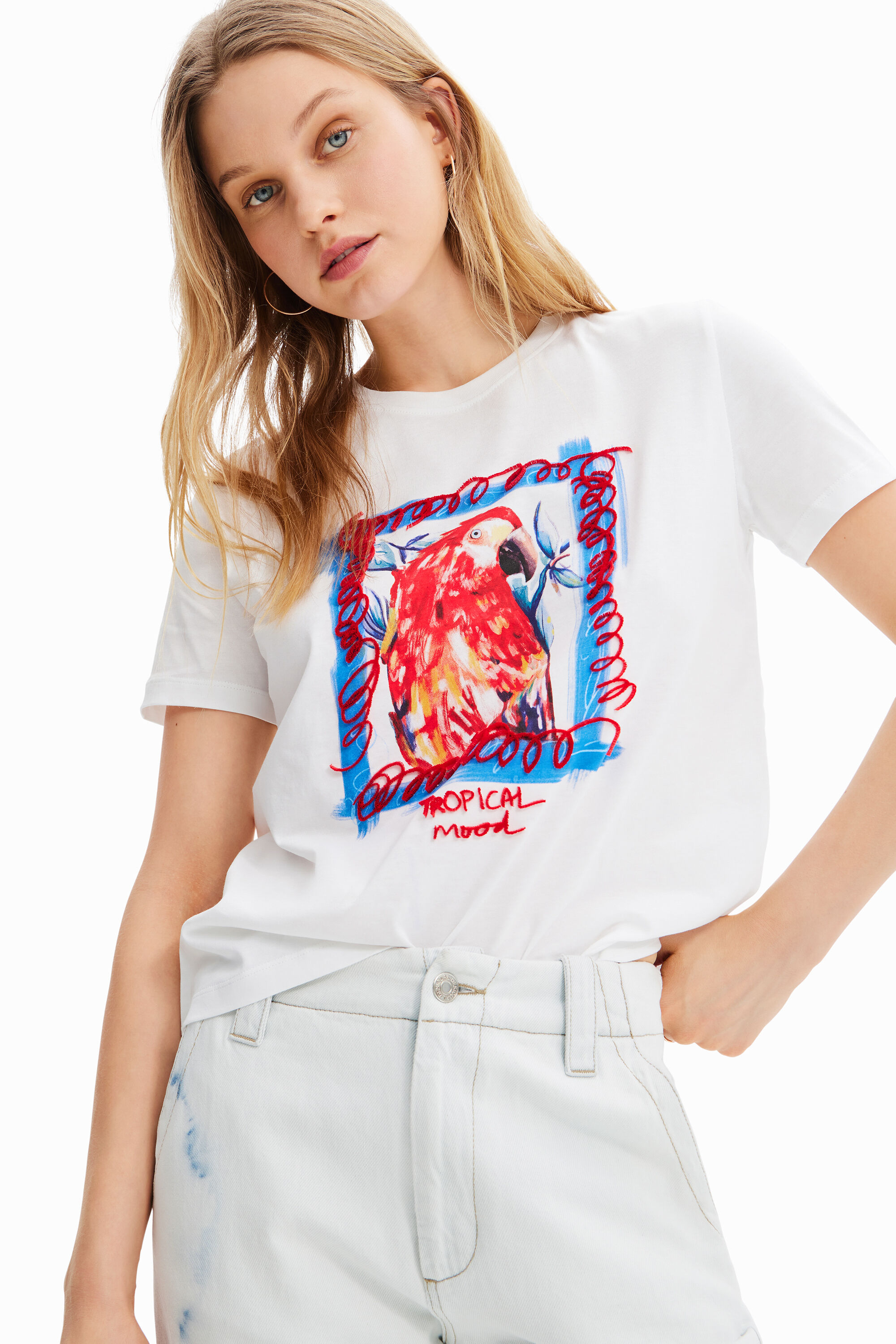 T-shirt tropical perroquet