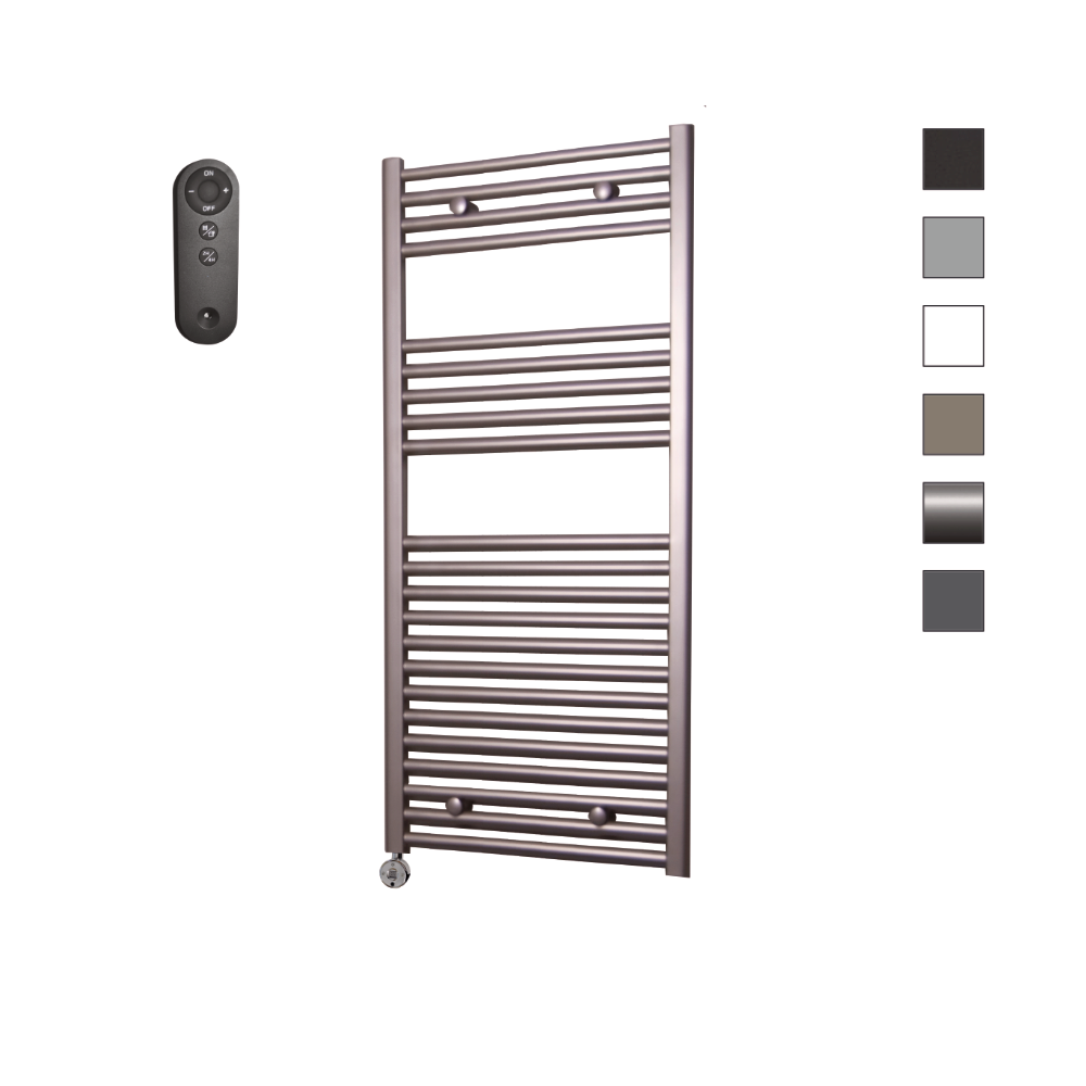 Sanicare HVS elektrische radiator 45x112cm inox-look met afstandsbediening en thermostaat chroom linksonder