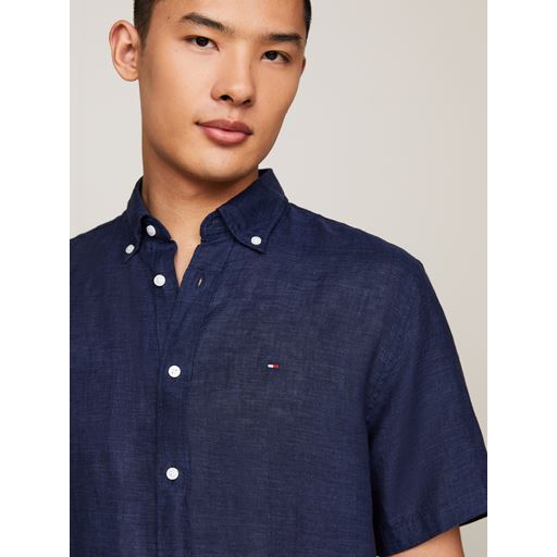 Tommy Hilfiger Pigment Dyed Hørskjorte, Carbon Navy, XXL