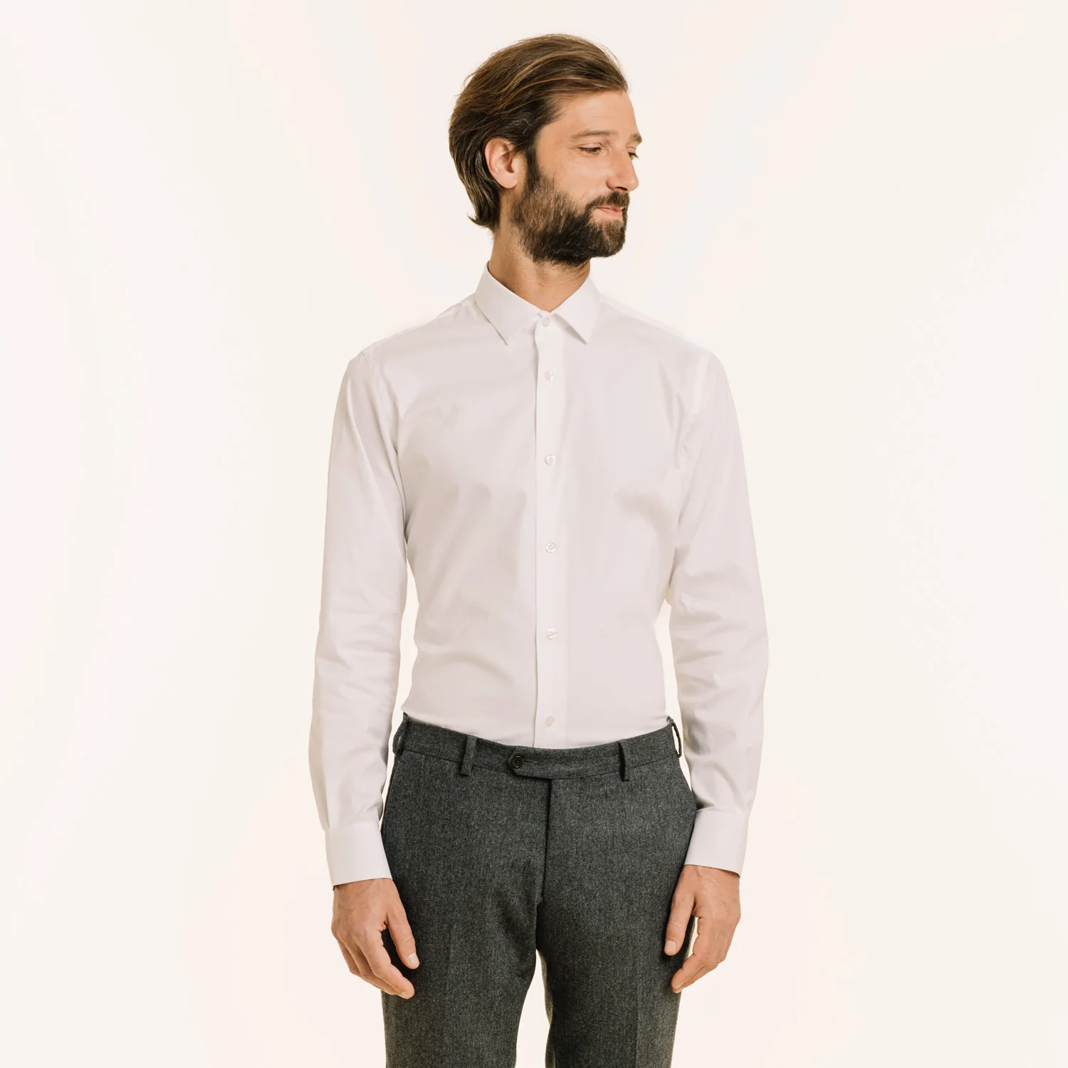 White double-twisted Oxford shirt