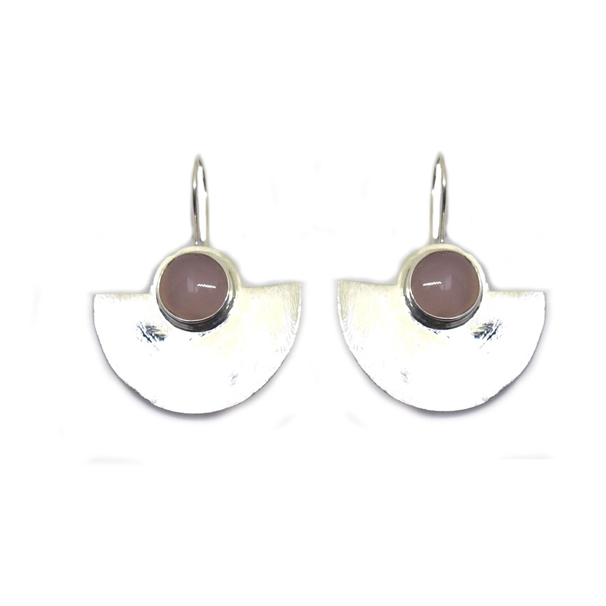Boucles d'oreille argent brossé & quartz