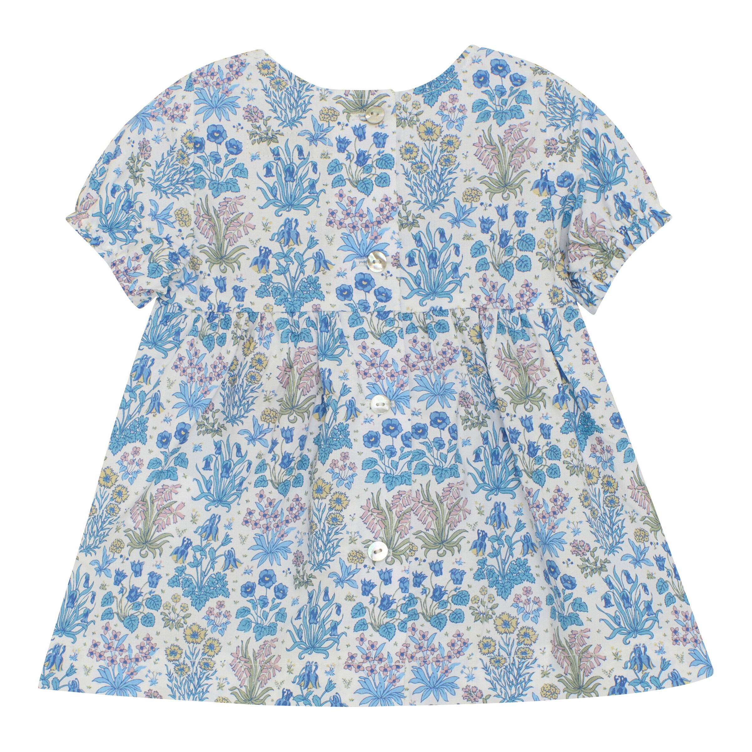 Huttelihut Liberty-Kleid kurzarm Blumen natur/bunt