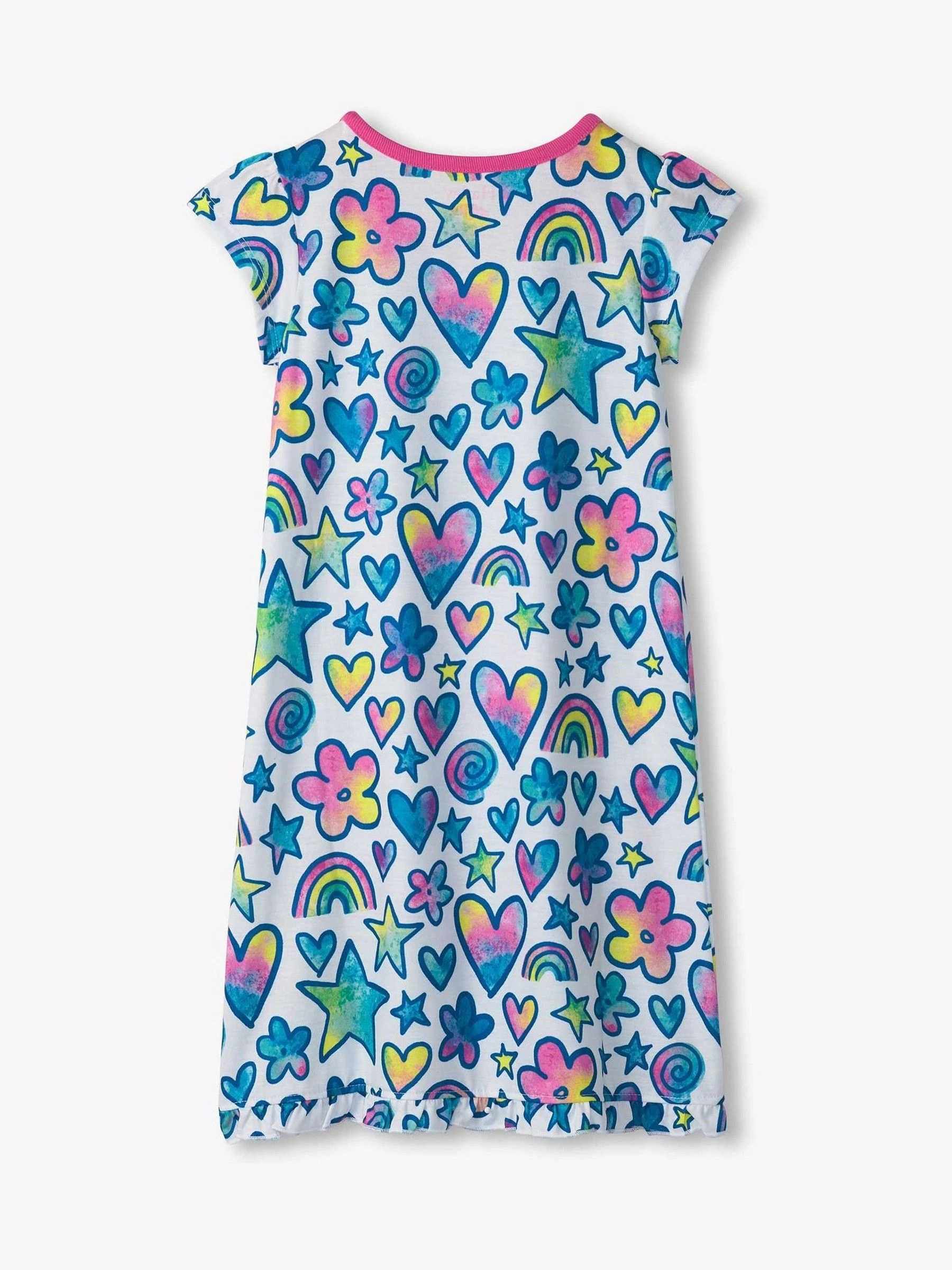 Hatley nachtjapon met ruchezoom en aquarel doodles