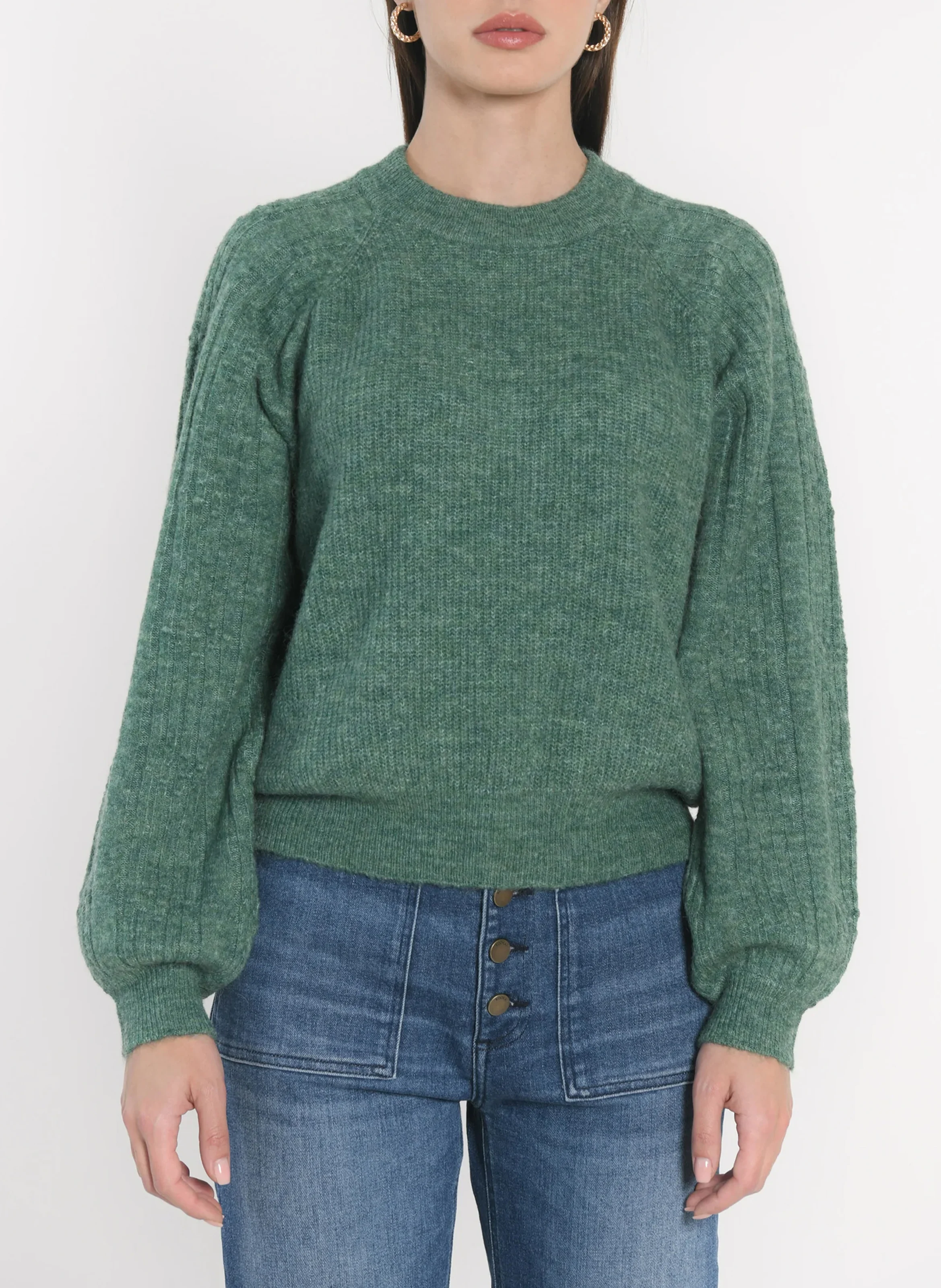CARRY - Pull droit col rond | Vert
