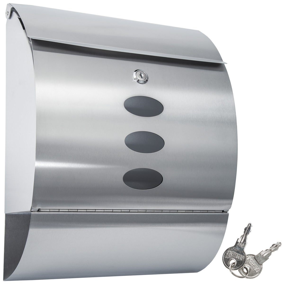 tectake ronde brievenbus, gemaakt van roestvrij staal, 300 x 120 x 395 mm