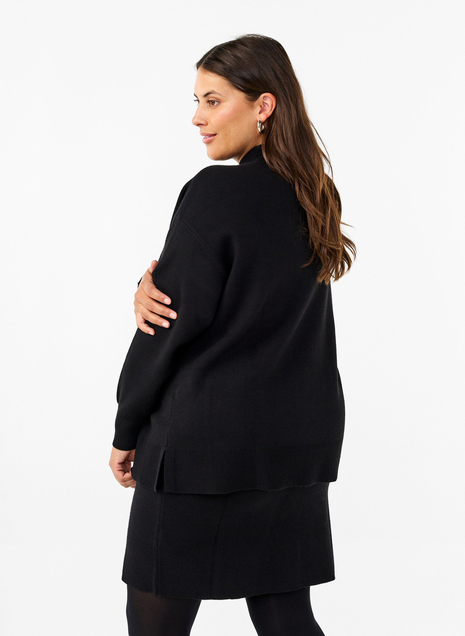 Ensfarvet strikbluse