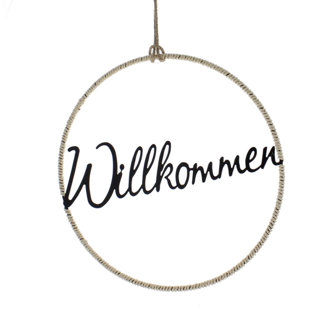 Dekohänger Ring - Willkommen - ca. 30,5 x 52 cm