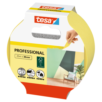 Tesa afplaktape professional indoor geel 38 mm x 25 m