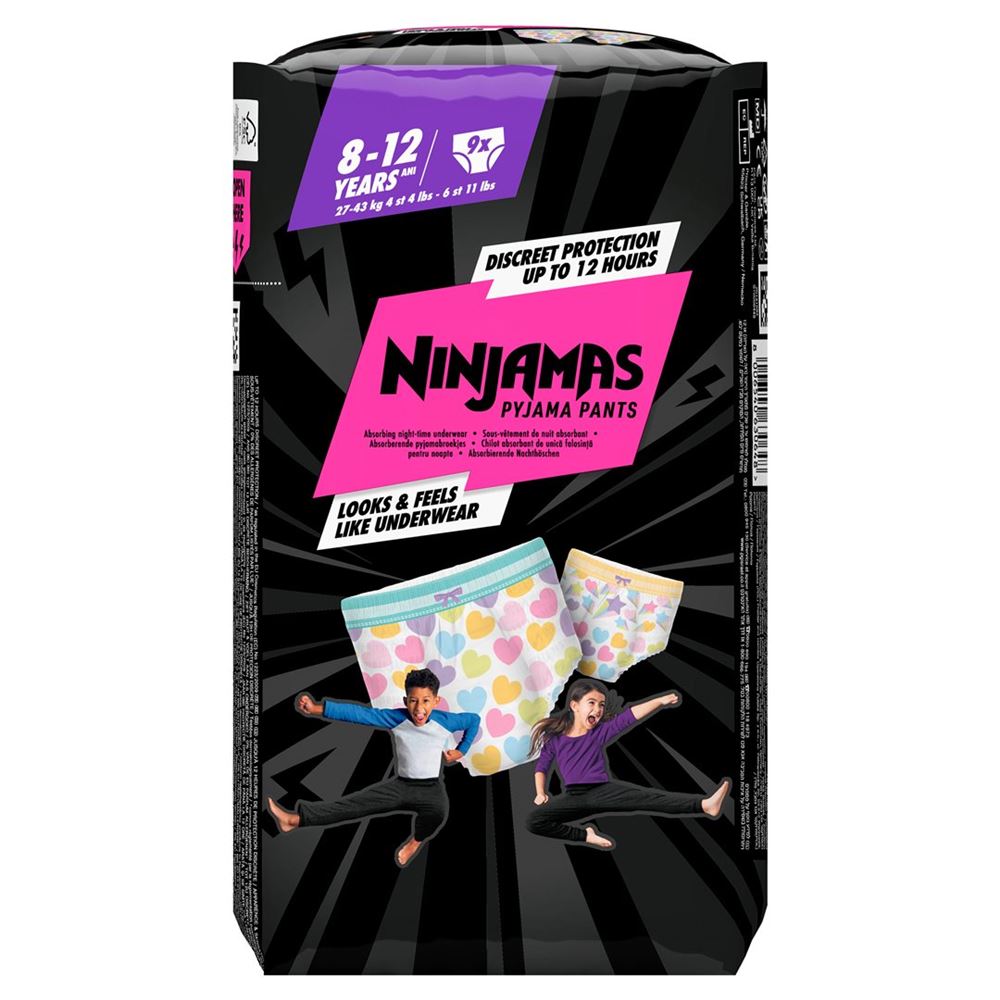 PAMPERS Ninjamas Pyjama Pants für Mädchen 8-12 Jahre 9 Stk