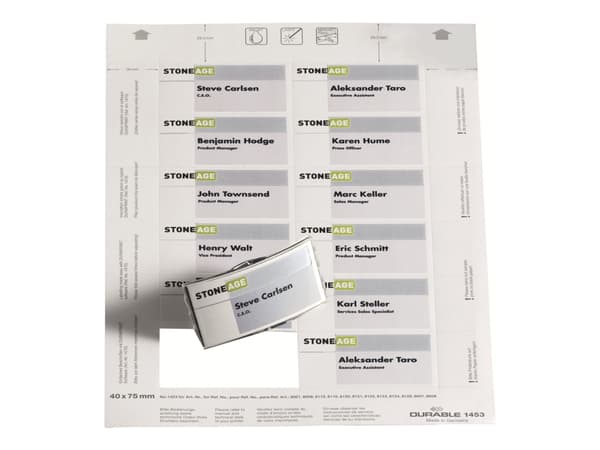Indstik til kongresmærker på A4-ark hvid 75x40 mm 20ark/pak - (240 stk.)