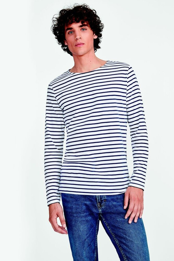 SOL'S 01402 - MARINE MEN Tee Shirt Homme Manches Longues Rayé