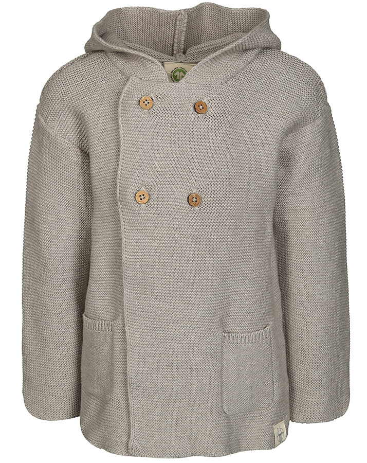 Kapuzen-Strickjacke GARDEN EXPLORER mit Seide in grau