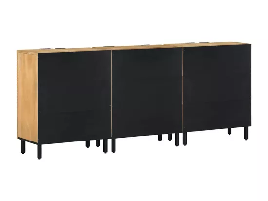 Buffets 3 pcs marron 60x33x75 cm bois massif de manguier