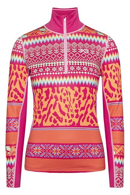 KARI TRAA - T-SHIRT ML DEMI ZIP LILJA HZ W
