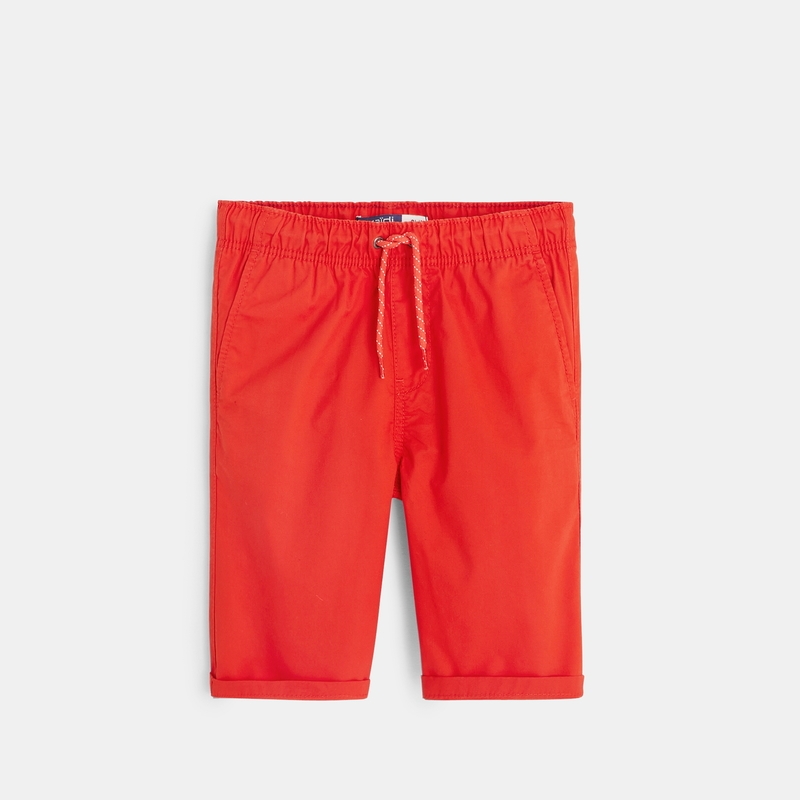 Bermuda slim en toile unie rouge garçon