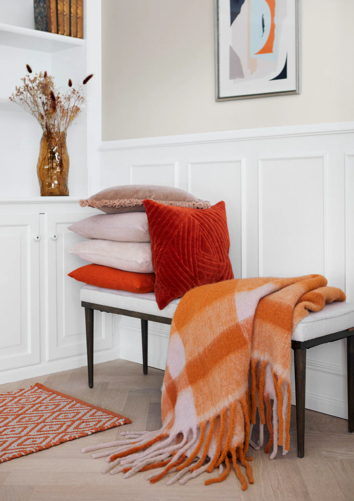 Cozy Living  Linen pyntepude, Sunset Orange - 50 x 50 cm.