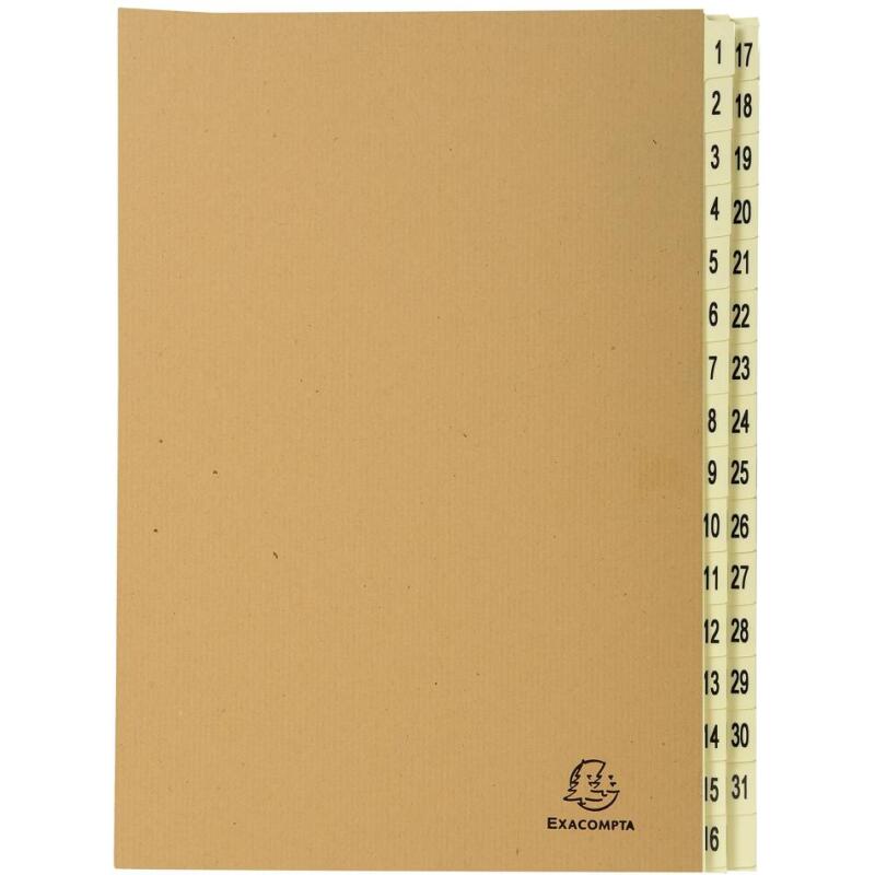 Trieur rigide 31 compartiments de 1 à 31 Forever kraft - A4 - Kraft brun
