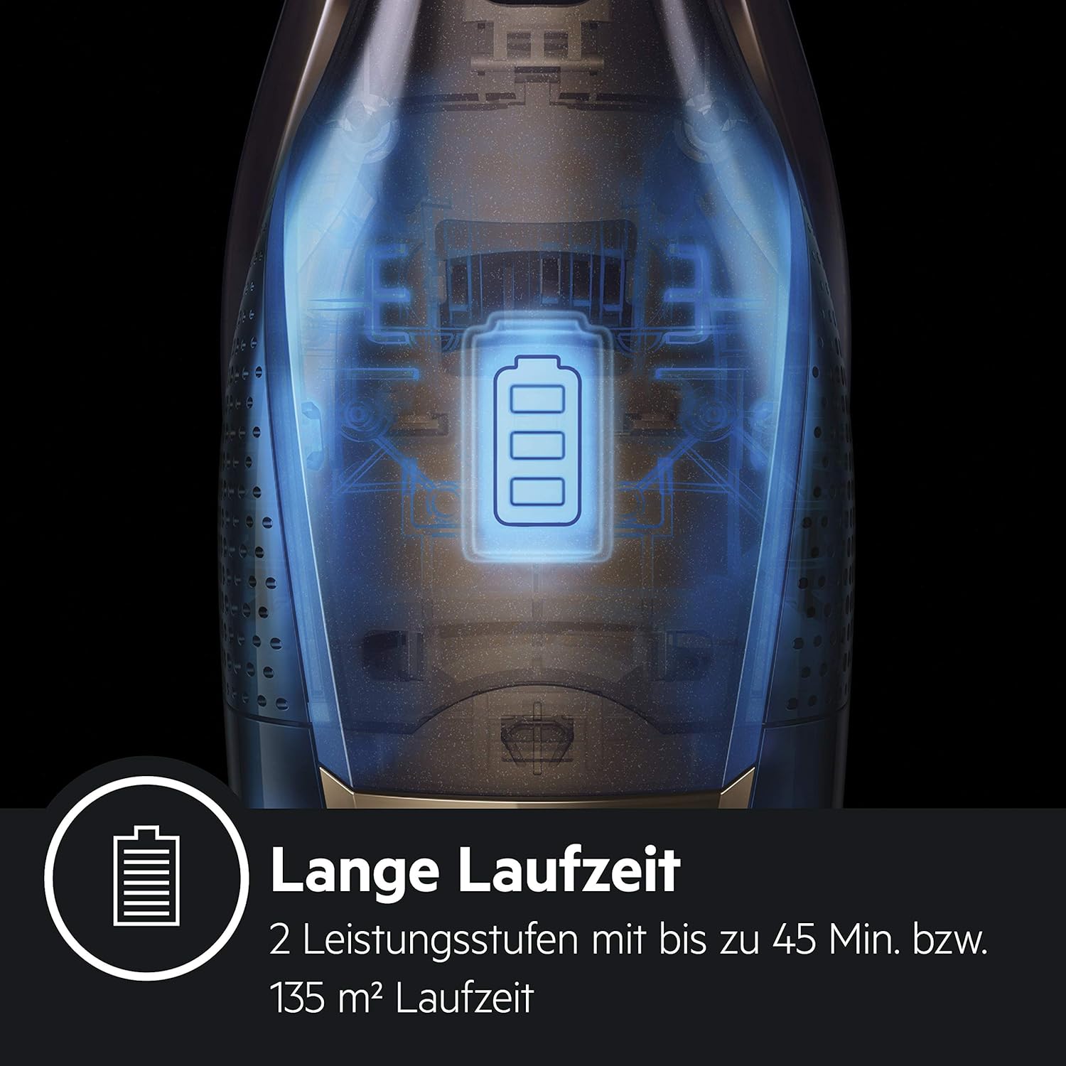 AEG Serie 3000 Ergorapido CX7-2-45MÖ 2in1 Akku Staubsauger, 50% Recyclingmaterial, beutellos, bis zu 45 min Laufzeit, freistehend, wendig, Bürstenreinigungsfunktion, LED, 0.5L, schwarz