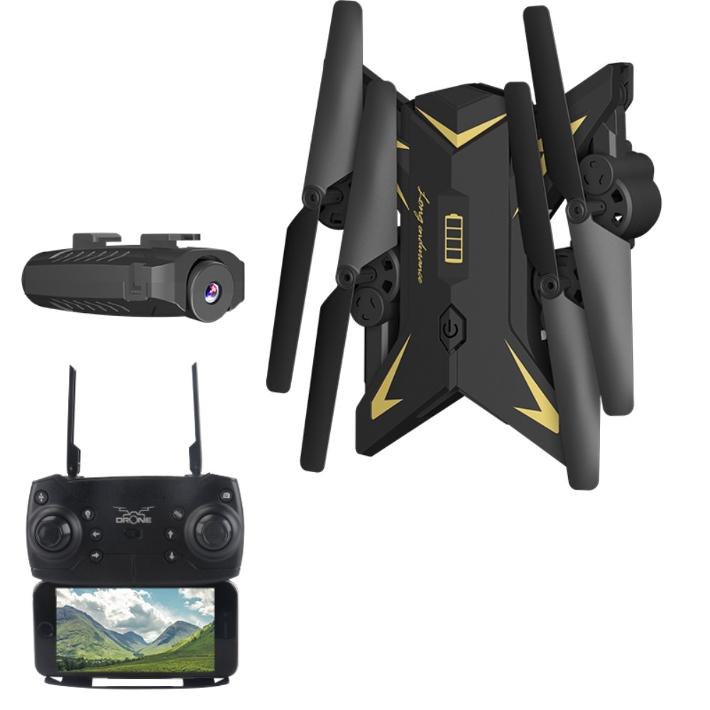 WiFi 2.4 GHz Faltbare RC Quadrocopter Drohne 110° 5MP 720p WiFi Kamera Video Live-Übertragung   Fernbedienung (iOS/Android) - Schwarz