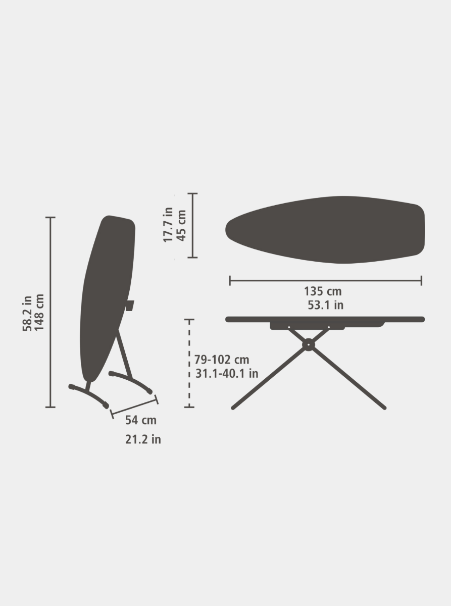 Stoombord en strijkplank D, 135x45 cm, hittebestendige parkeerzone - D