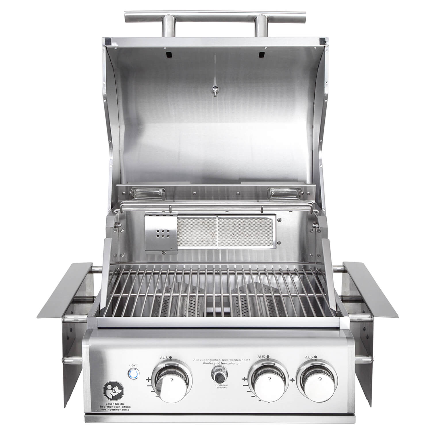 Hochwertiger Einbau Gas-Grill Top Line ALL'GRILL CHEF S aus Edelstahl: Top-Einsteiger mit 2 Brennern und Backburner