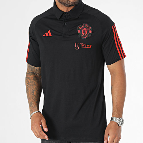 Polo Manches Courtes A bandes Manchester United IM0521 Noir