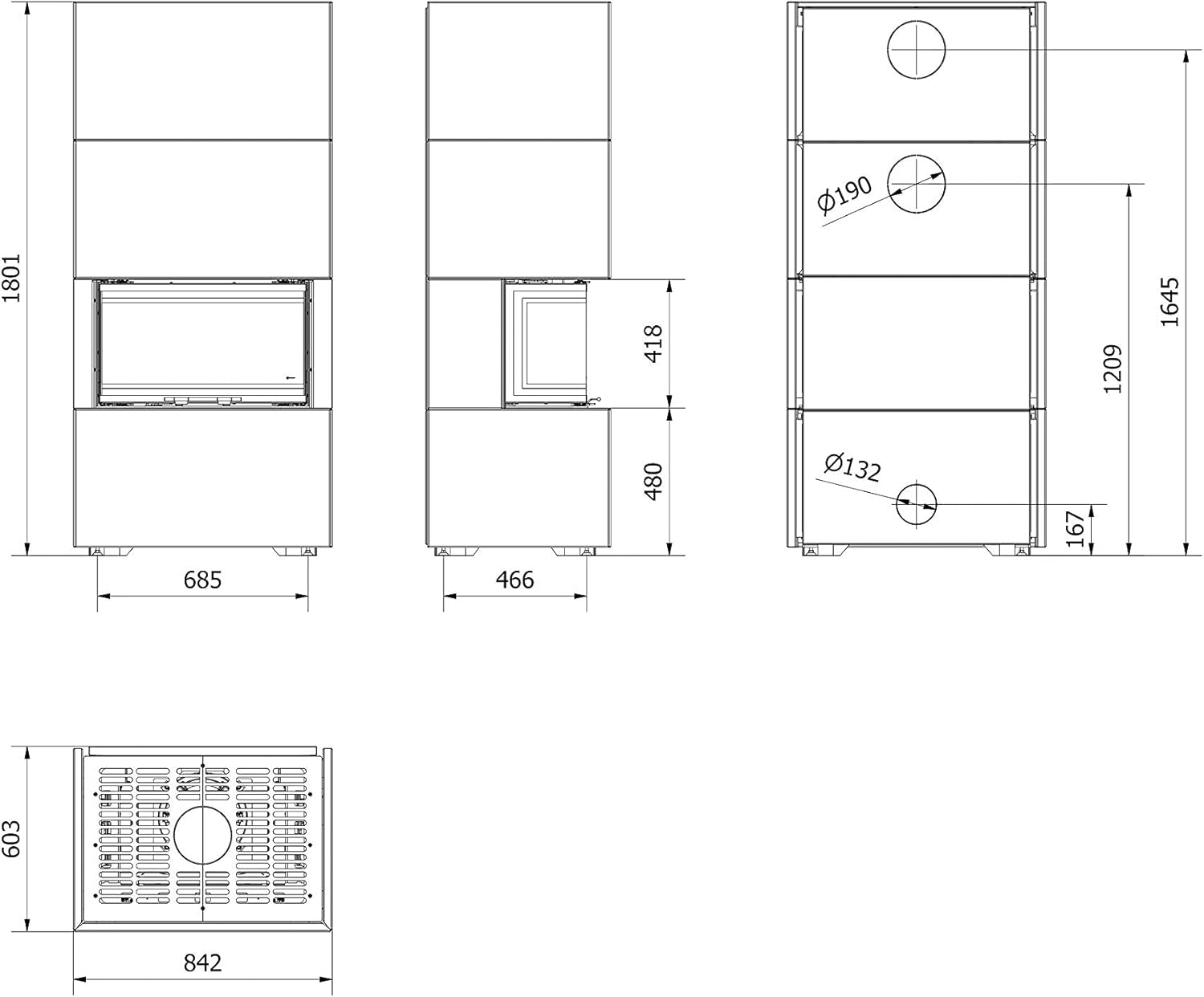 KRATKI Kaminbausatz Home Easy Box | Kamineinsatz 7 kW | 180,1 x 84,2 cm | Schwarz | Heizeinsatz mit Doppeltüröffnungssystem Guillotine nach Links & rechts | 2.BimSchV 15a B-Vg | Ideal für Zuhause