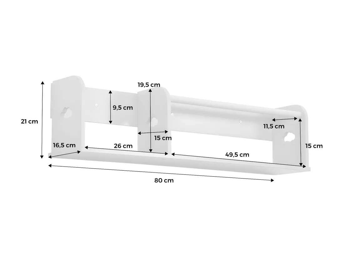 Étagère murale blanche rangement chambre enfant 80cm