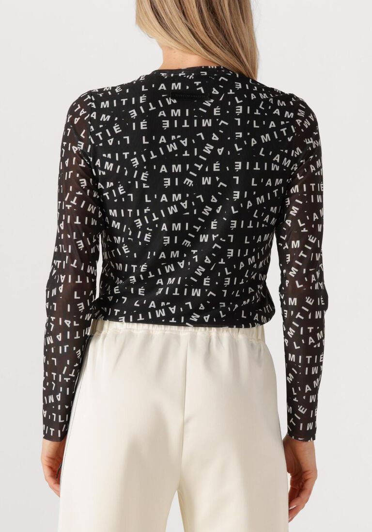 zwarte haute l'amitié top l'amitie mesh ls o-neck