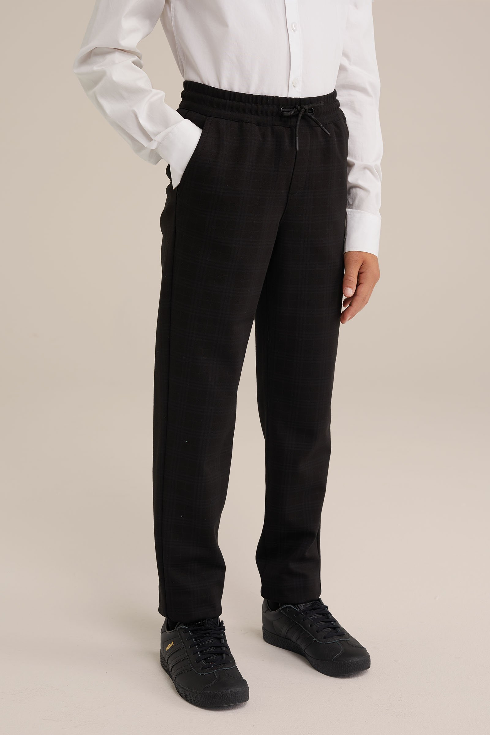 Jongens slim fit pantalon met dessin WE Fashion Zwart