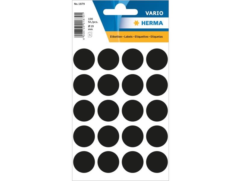 Herma Stickers Klebepunkte Vario Ø 19 mm, Schwarz Markierungspunkte Sticker