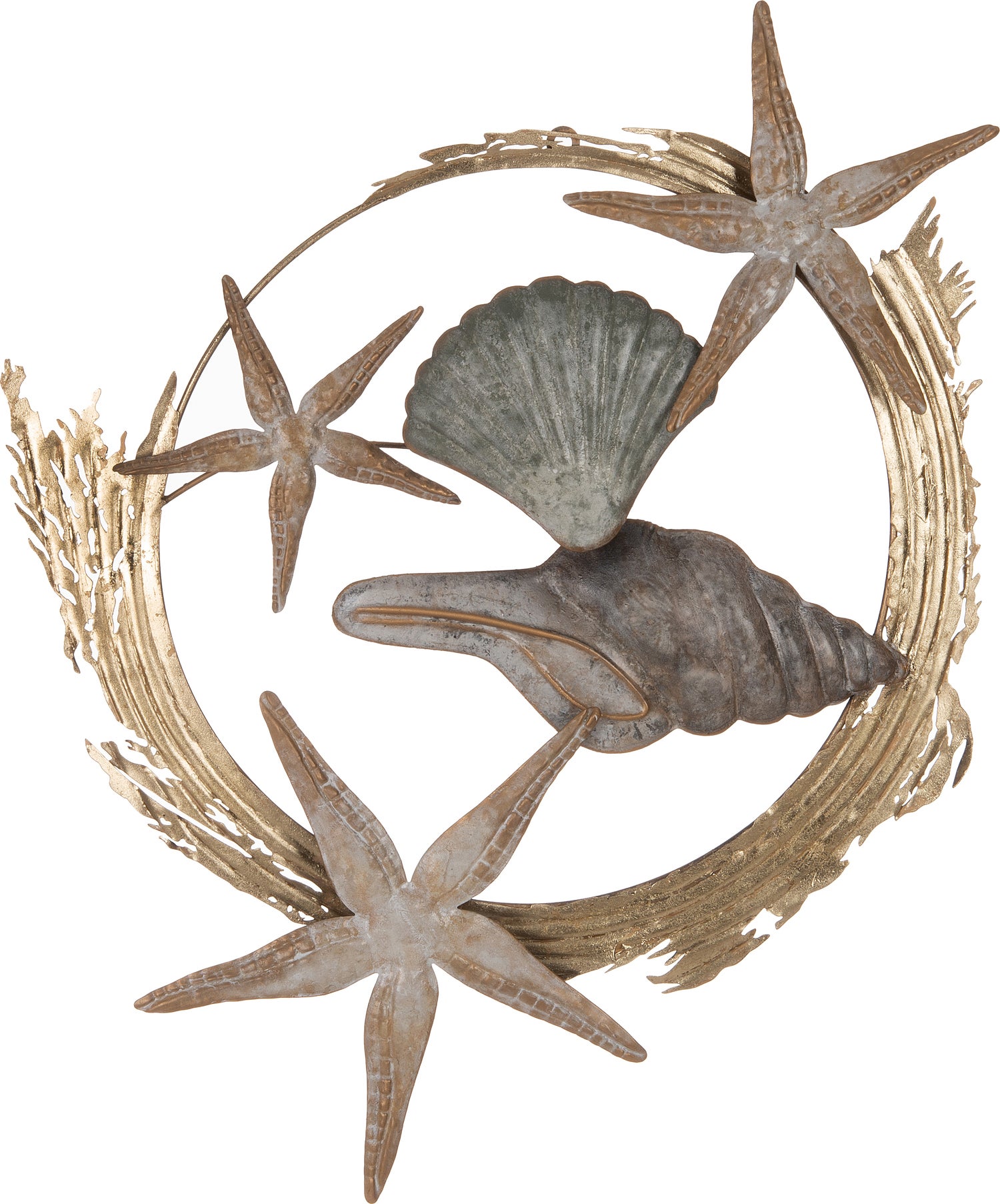 Intratuin wanddecoratie schelp goud / zilver 70 x 58 x 4 cm