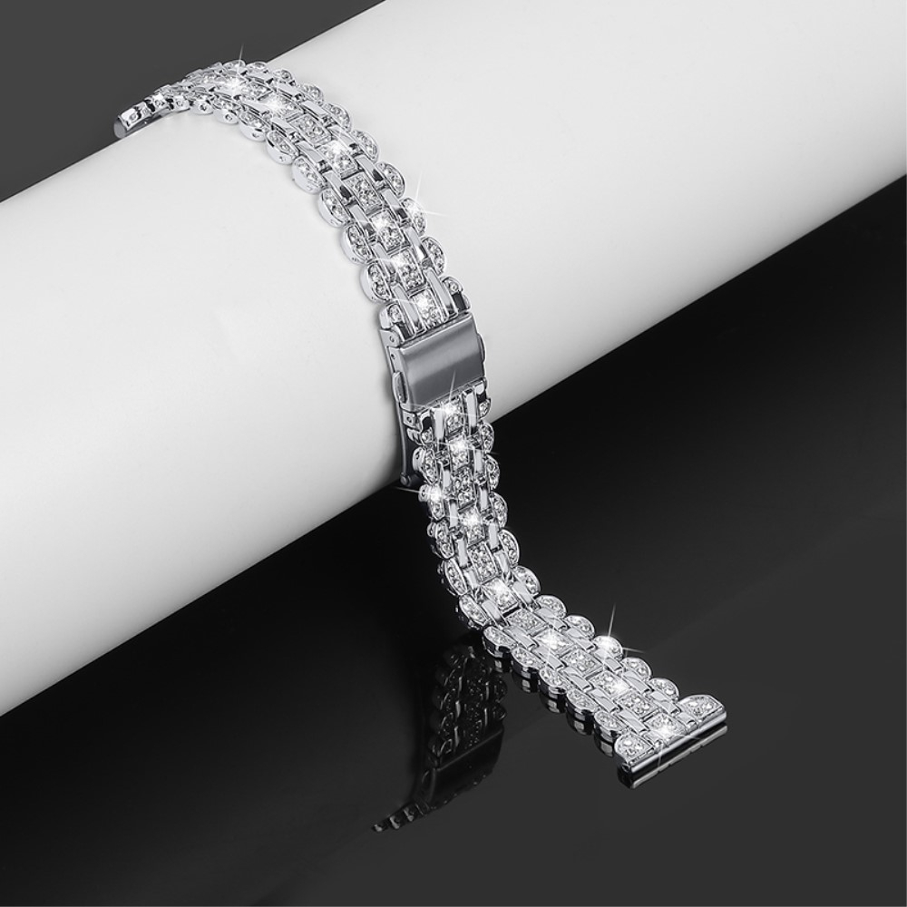Samsung Galaxy Watch 4 (40mm/44mm) Edelstahl Schmuckarmband mit Butterfly Verschluss und Glitzersteinen - Silber