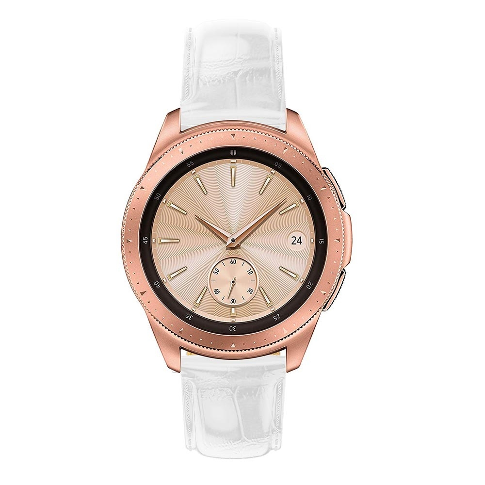 Samsung Galaxy Watch 5 (44/40mm) / Watch 5 Pro (45mm) Echtleder Armband im Kroko Look - Weiss