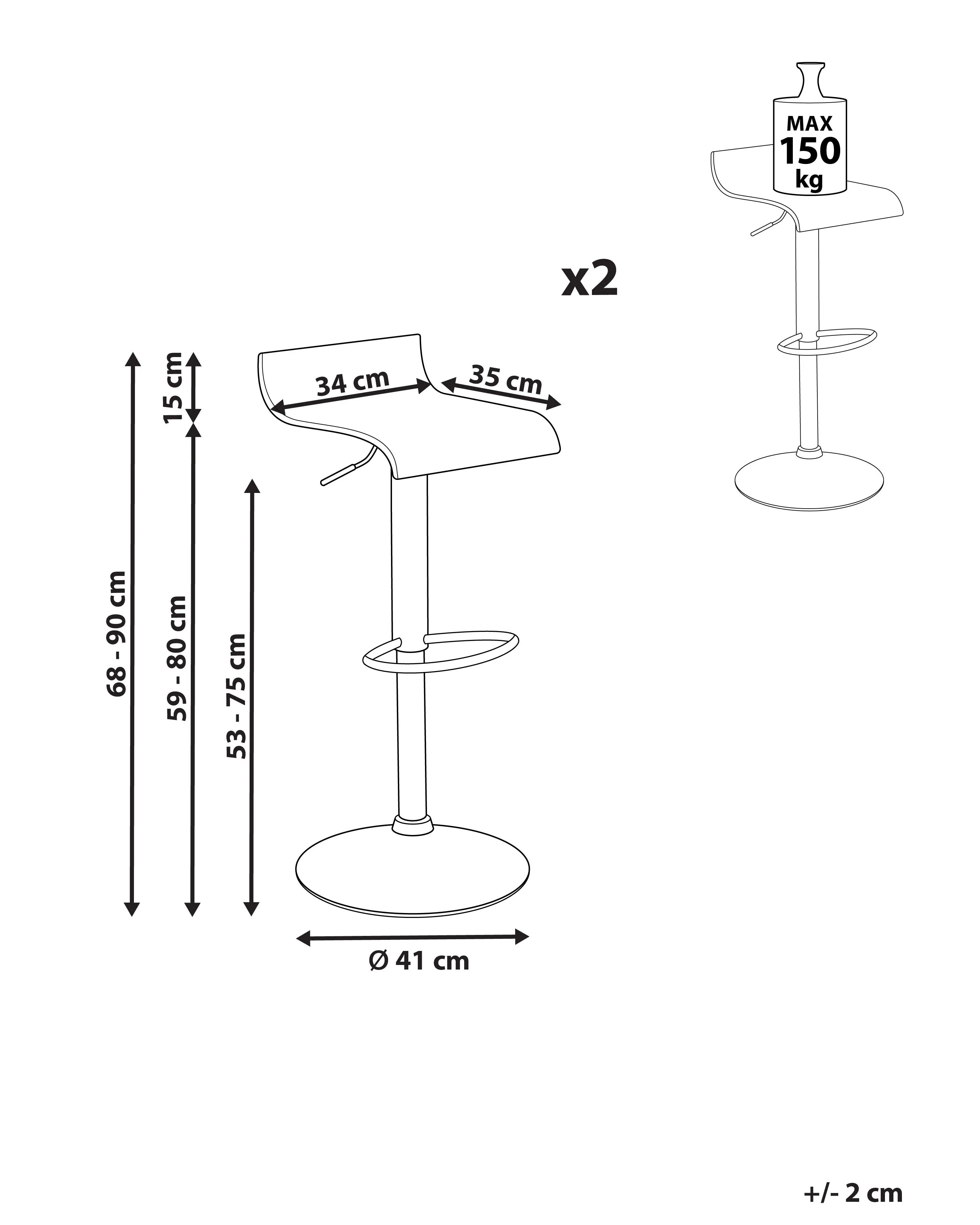 Set van 2 barstoelen VALENCIA draaibaar Wit