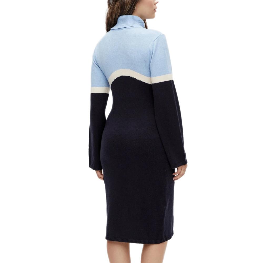 Mamalicious Robe Pull Bleu/Noir Femme Mamalicious Rollneck