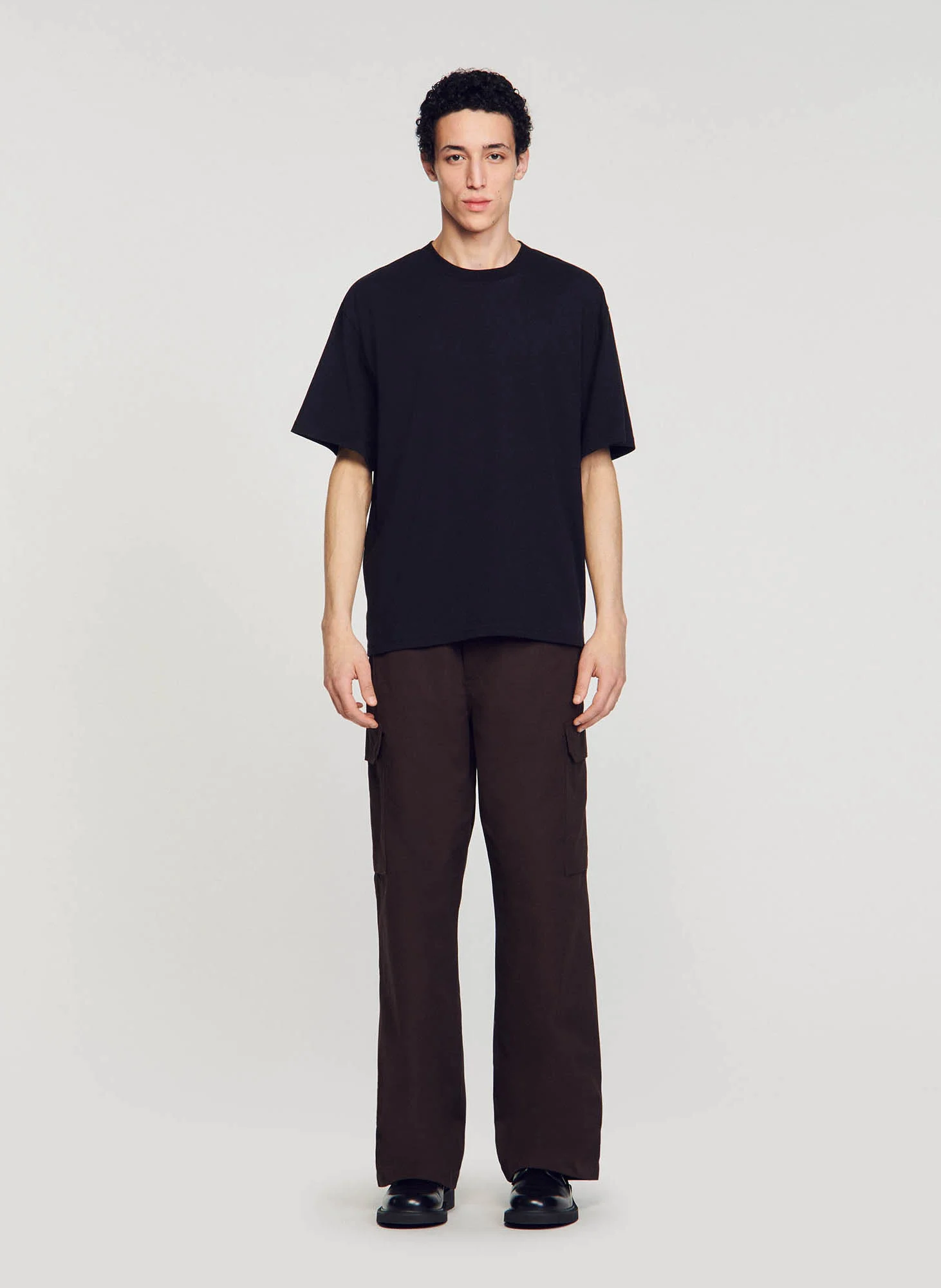 Tee-shirt oversize col rond en coton | Noir