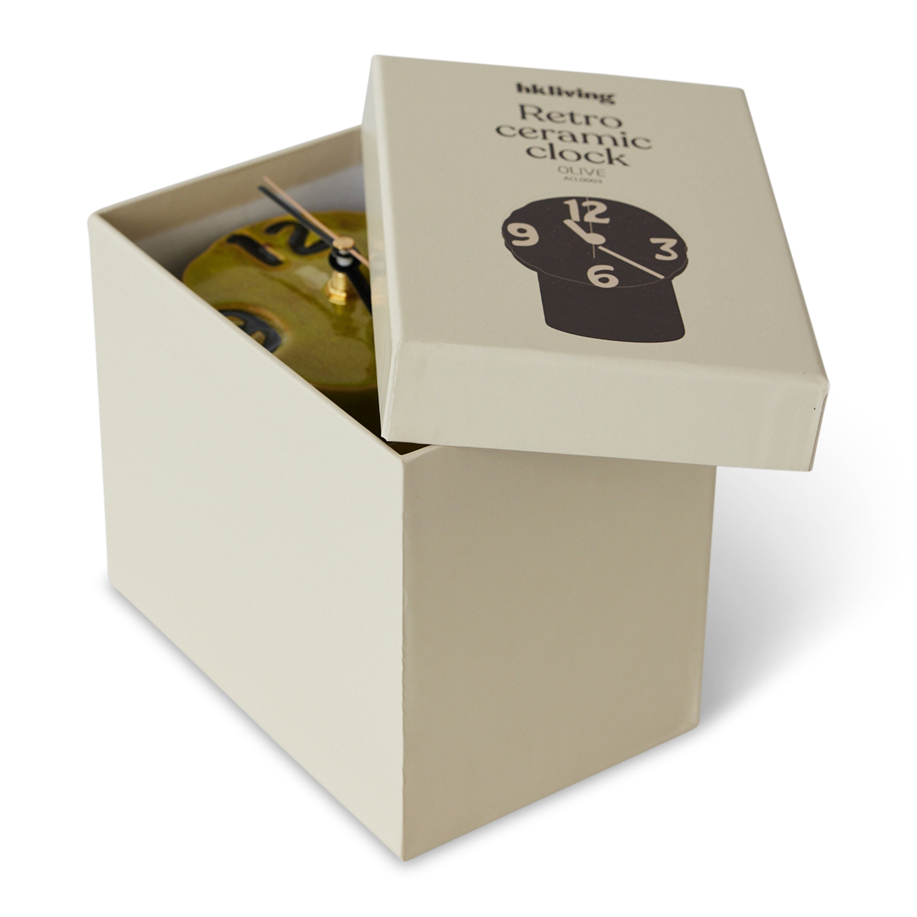 HKliving Retro Ceramics Tafelklok - Olive