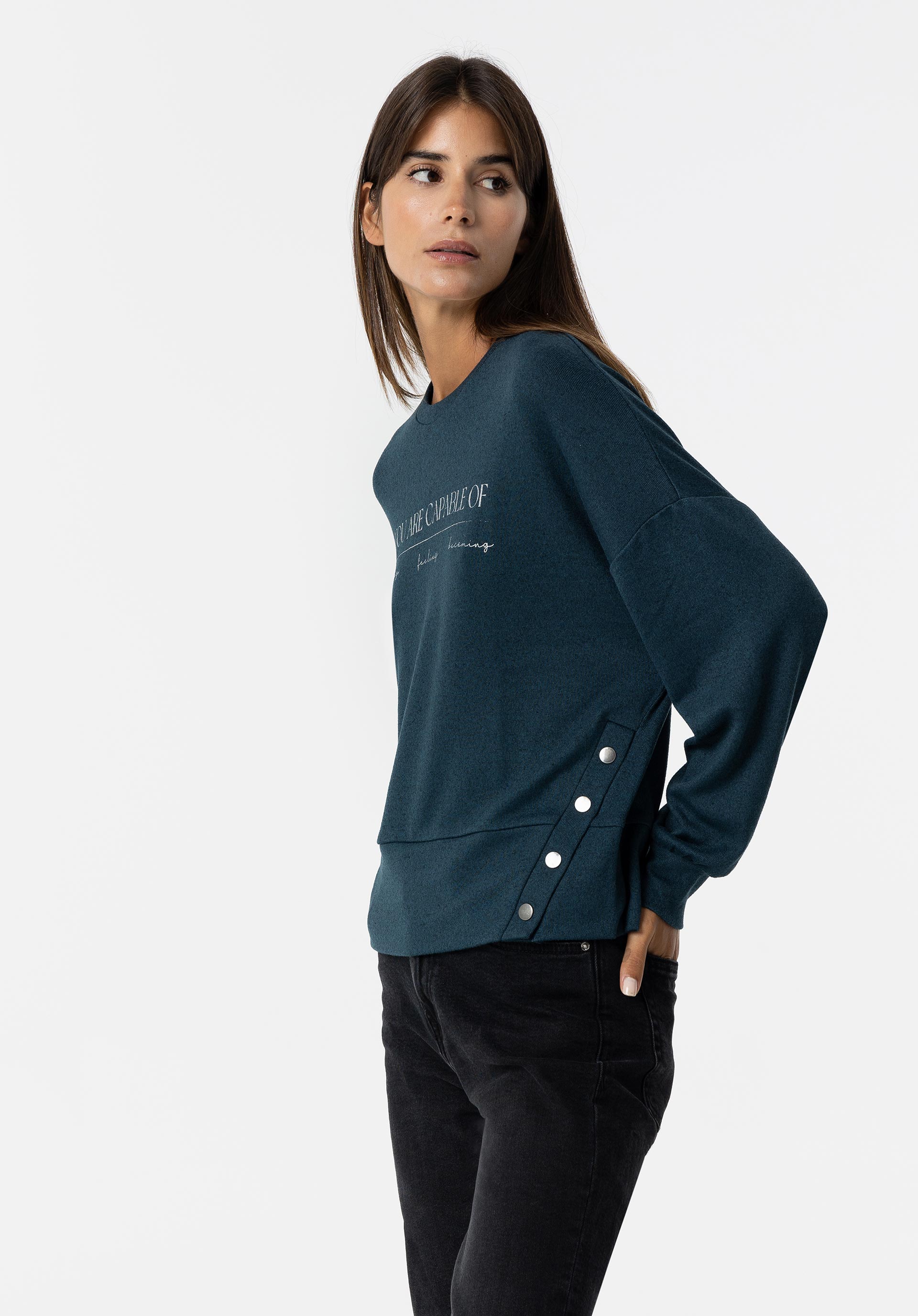 Sweatshirt com Texto Frontal