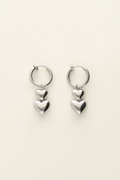 Clip oorbellen twee hartjes