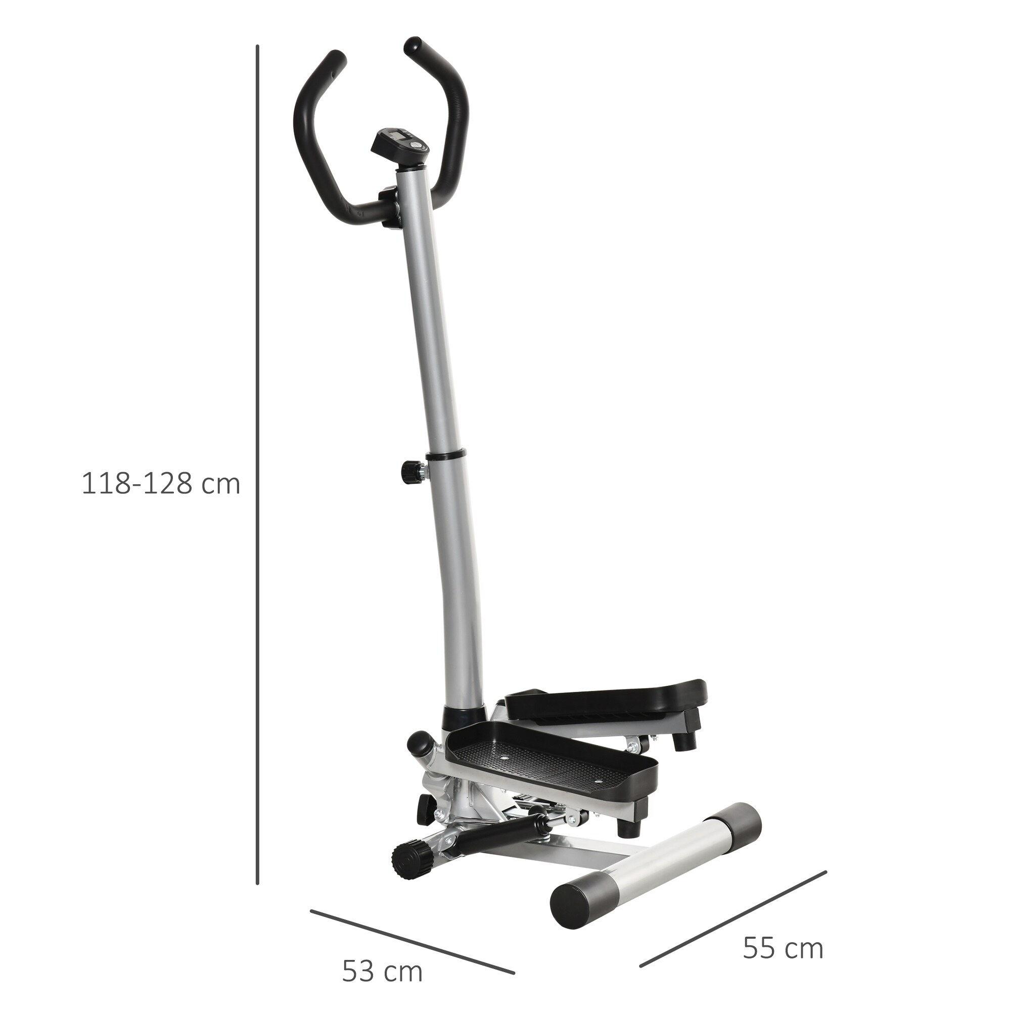 HOMCOM Stepper mit LCD-Bildschirm und einstellbare Geschwindigkeit grau 55L x 53B x 118-128H cm