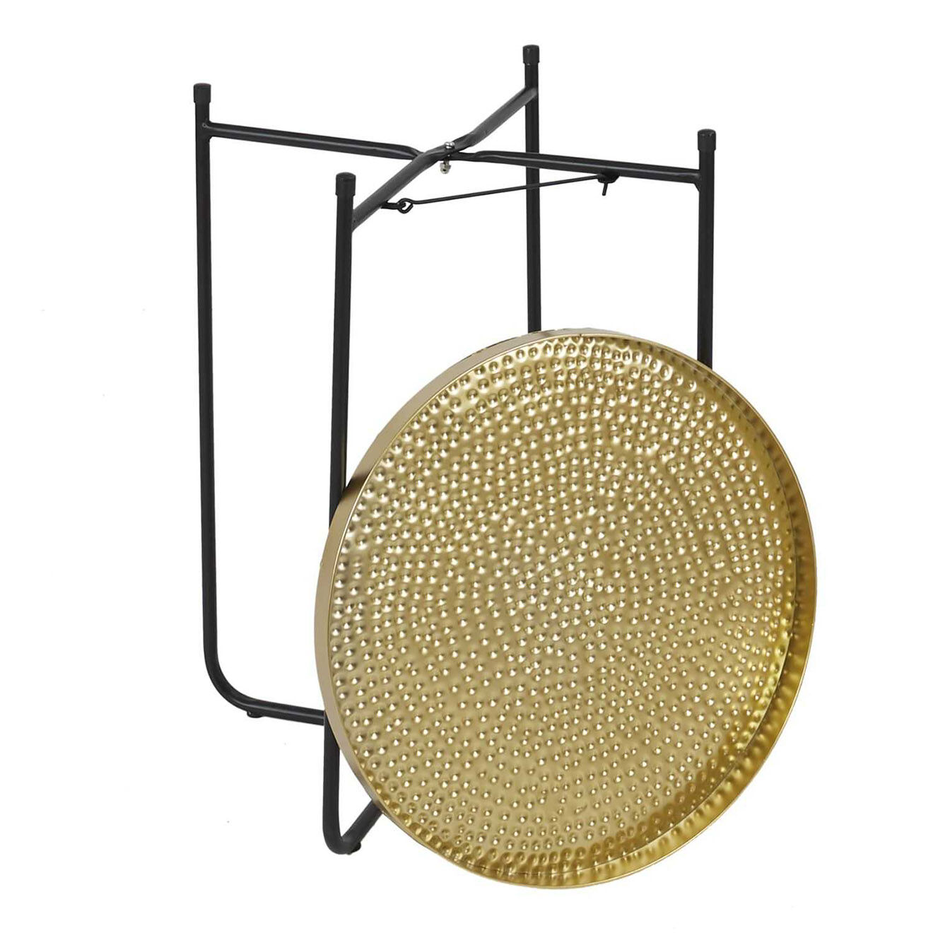 Home Deco Factory Table d'appoint métal martelé Alia doré/noir - 35x45x35 cm