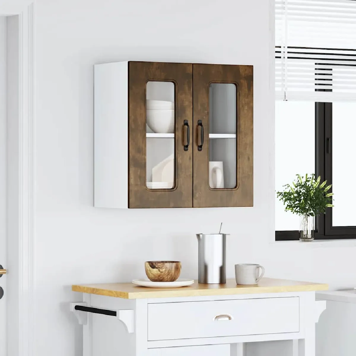 vidaXL Armoire murale cuisine Kalmar - Chêne fumé